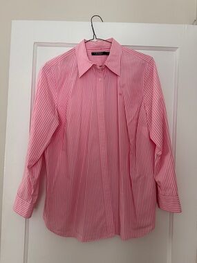Lauren Ralph Lauren Women’s Pink and White Stripe Dress Shirt